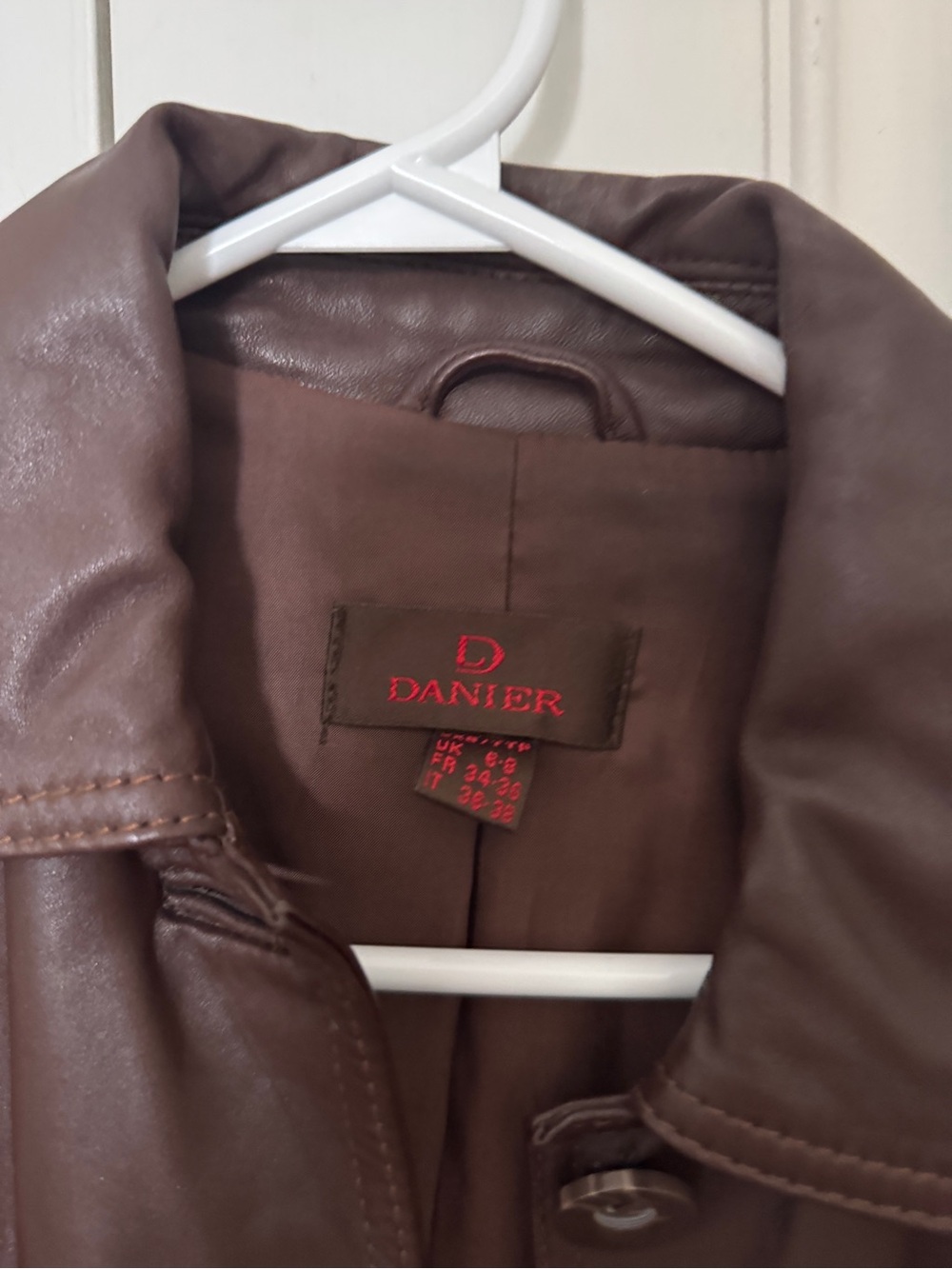 Vintage Danier Chocolate Brown Leather Button Jacket - Picture 5 of 5